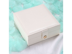 Caja de joyería pequeña para mujer 2026, organizador de joyas portátil, caja de cuero sintético blanco