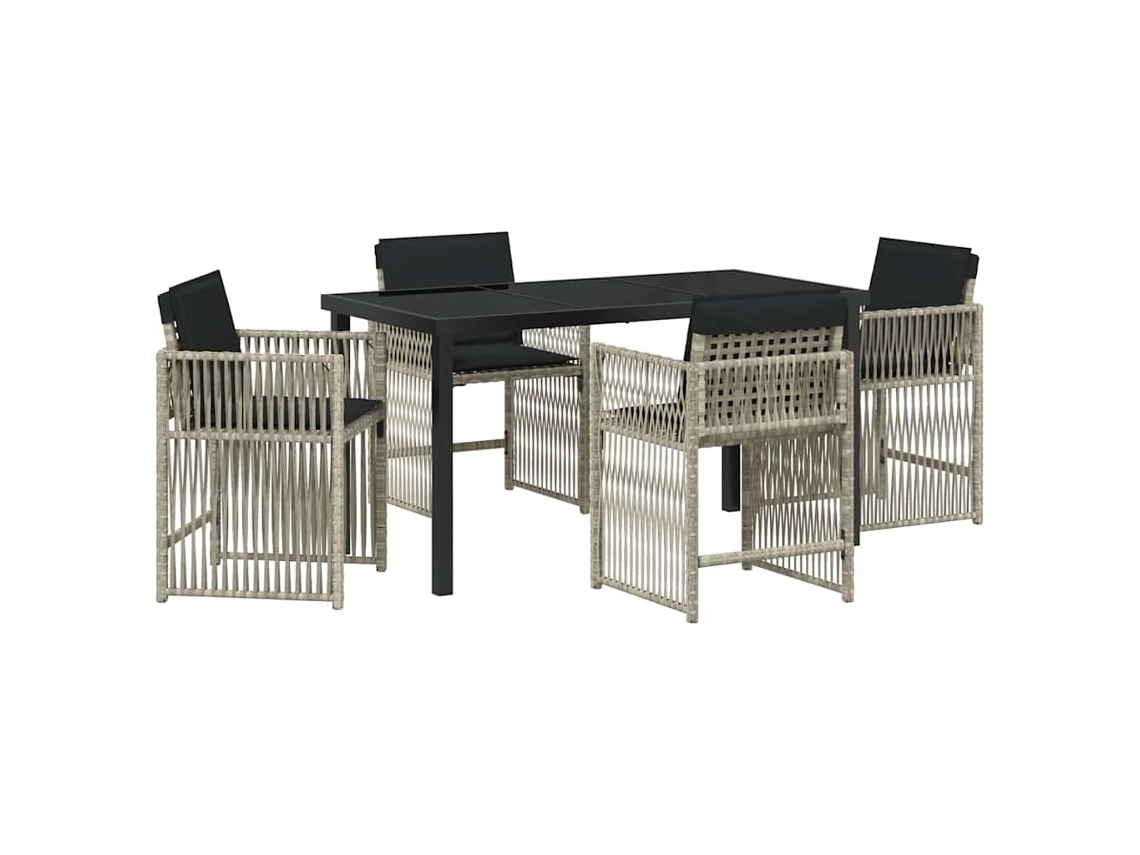 Conjunto de comedor de jardín de 5 piezas - Muebles de comedor de jardín de mimbre gris claro HARLANV1