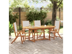 Juego de comedor de jardín de 5 piezas de acacia maciza y textilene Dkd Home Decor