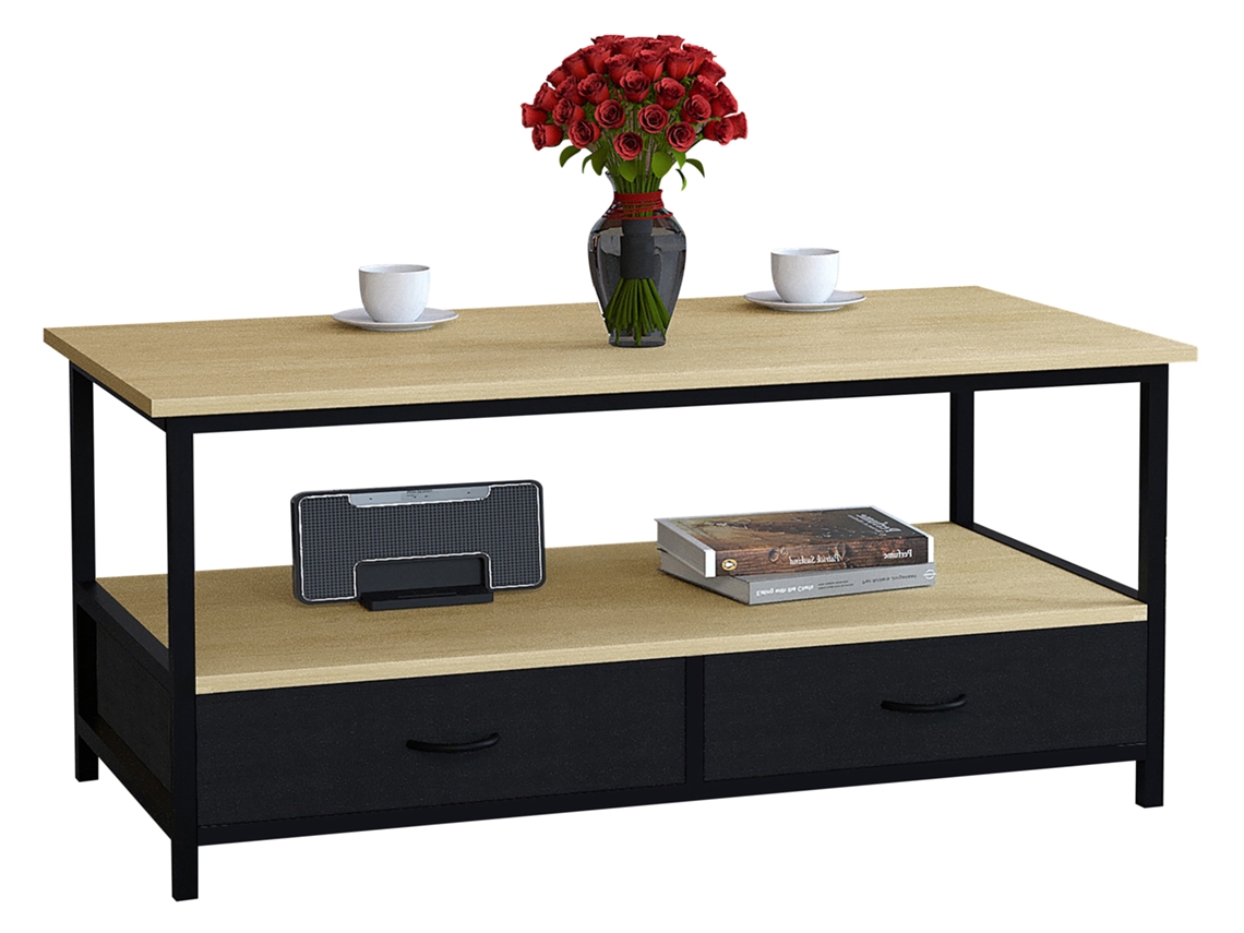 Mesa de centro de metal y madera Flonila Vcm