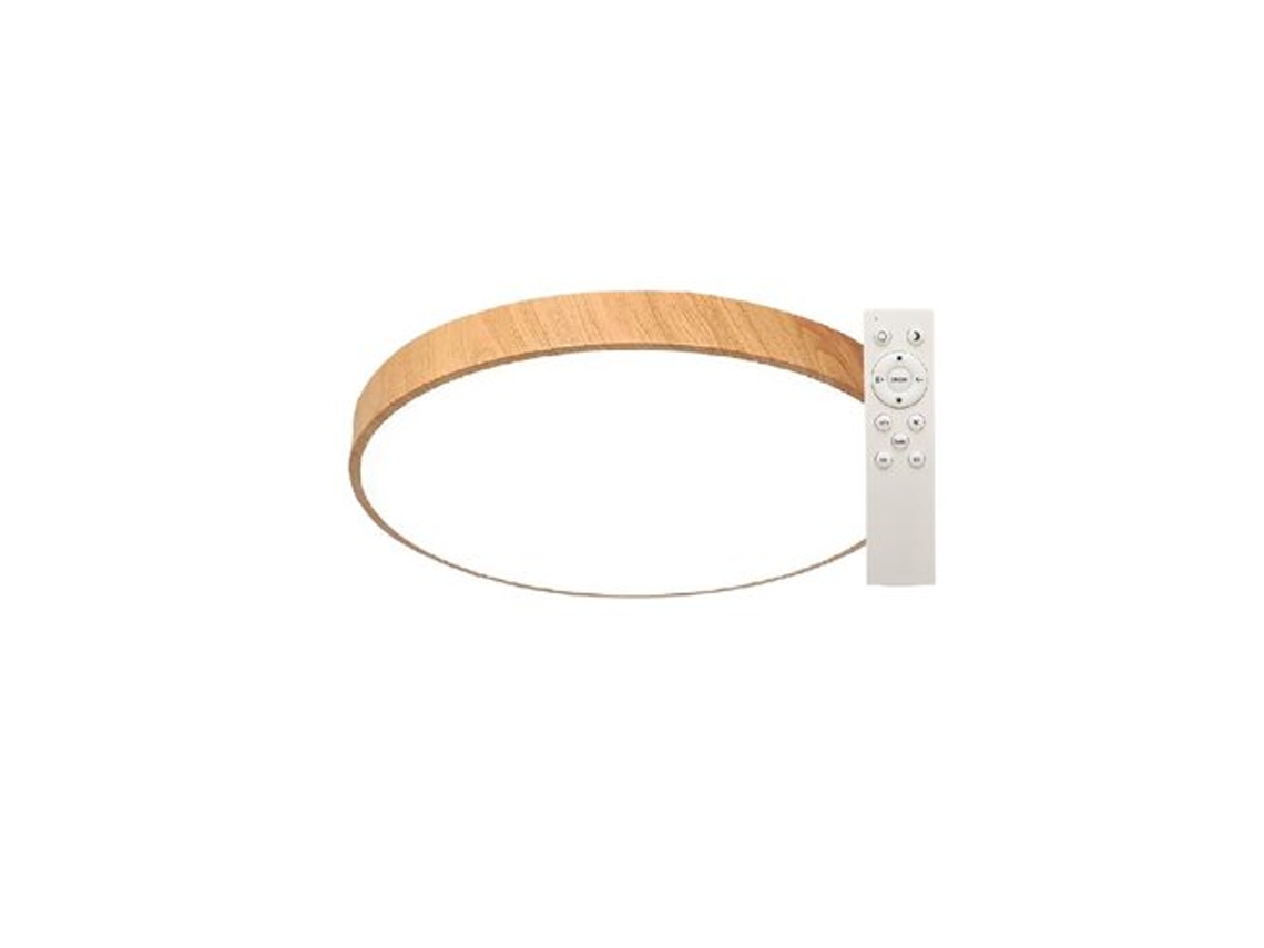 Lámpara de techo LED redonda Andra de 30 W, 3000 K a 6500 K, regulable, efecto madera, GSC