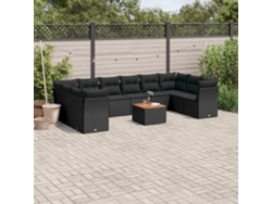 Conjunto de sofás de jardín de 11 piezas DKD Home Decor con cojines de mimbre negros