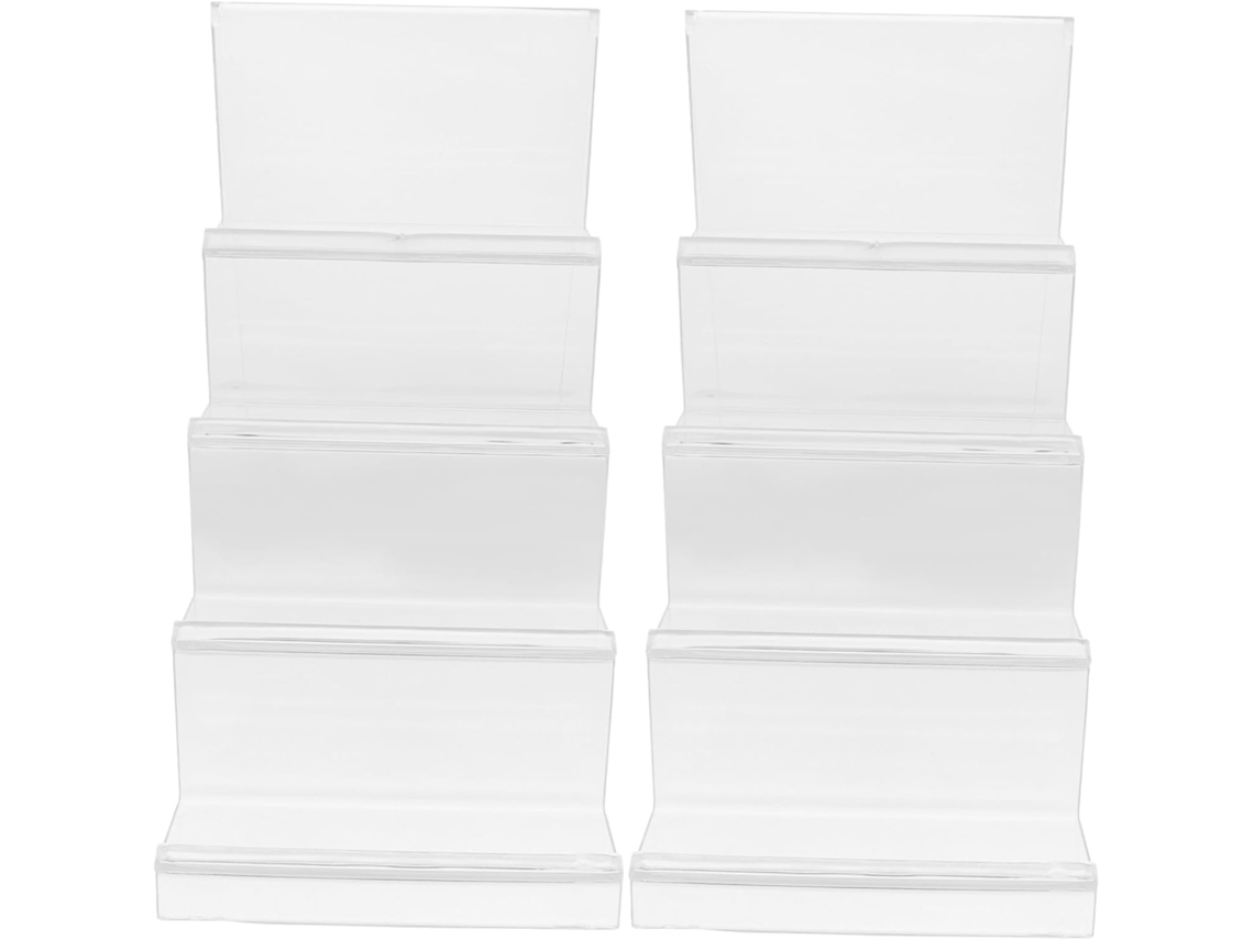 Expositor De Mano Para Paquetes Y Cartera En Acrílico Transparente De 14 Cm Con 4 Estantes Resistentes.
