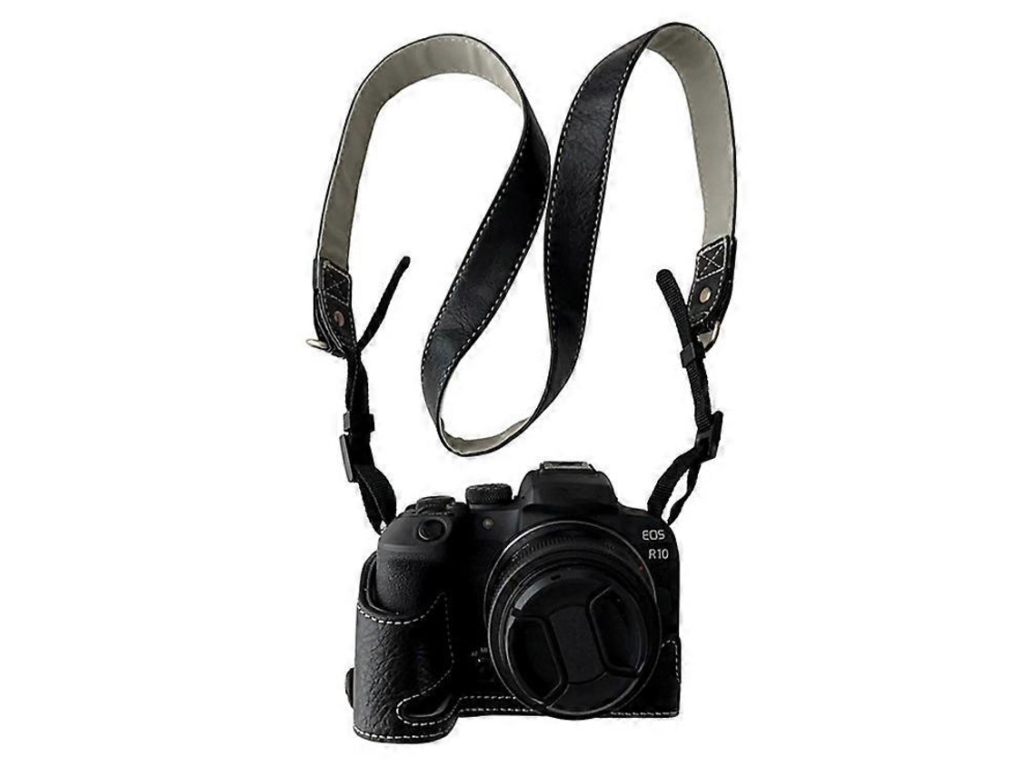 Estuche de piel sintética con textura de búfalo para cámara Canon EOS R10 con correa para el hombro Facpoet