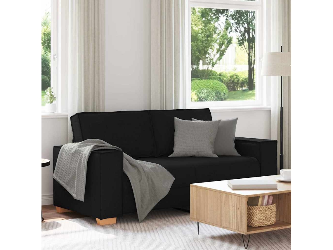 Sofá De 2 Plazas | Sofá De Salón | Sofá De Descanso De Tela Negra, 180x78x84 Cm