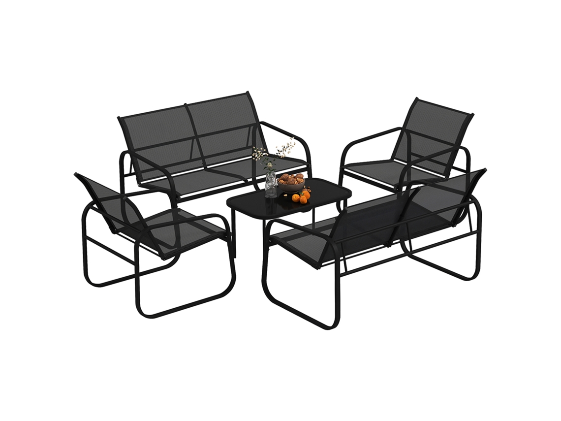 Conjunto Jardín, 2 Sofás, Mesa Centro Cristal, 111x70x75cm