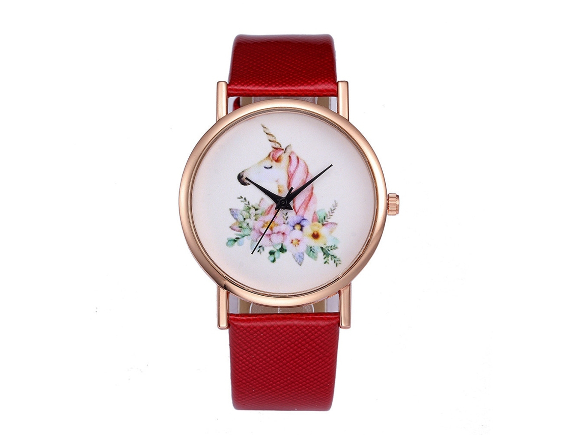 Reloj De Pulsera De Cuarzo De Aleación Para Mujer, Moderno Y Con Correa De Cuero Sintético (rojo).