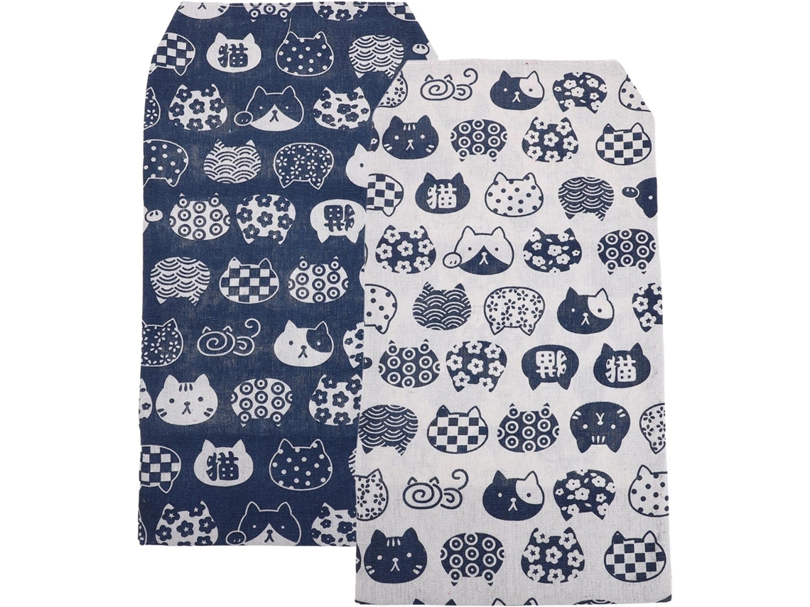 Juego De 2 Fundas Blandas Hechas A Mano En Tela Lavable, Con Estampados Japoneses En Azul Y Blanco.