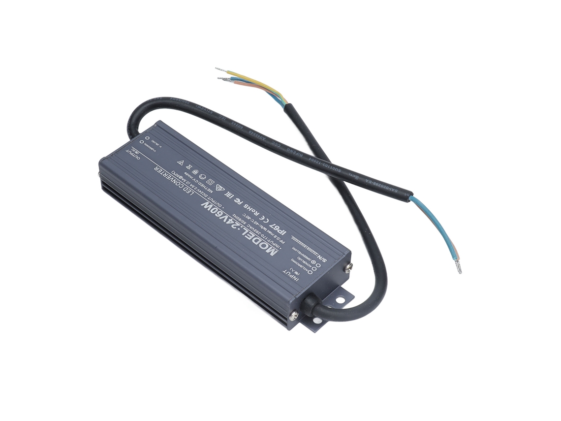 Controlador LED de voltaje constante IP67 resistente al agua, 60 W, 24 V, 2,5 A