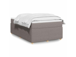Cama Box Spring Con Colchón Tela Gris Taupe 120x200 Cm
