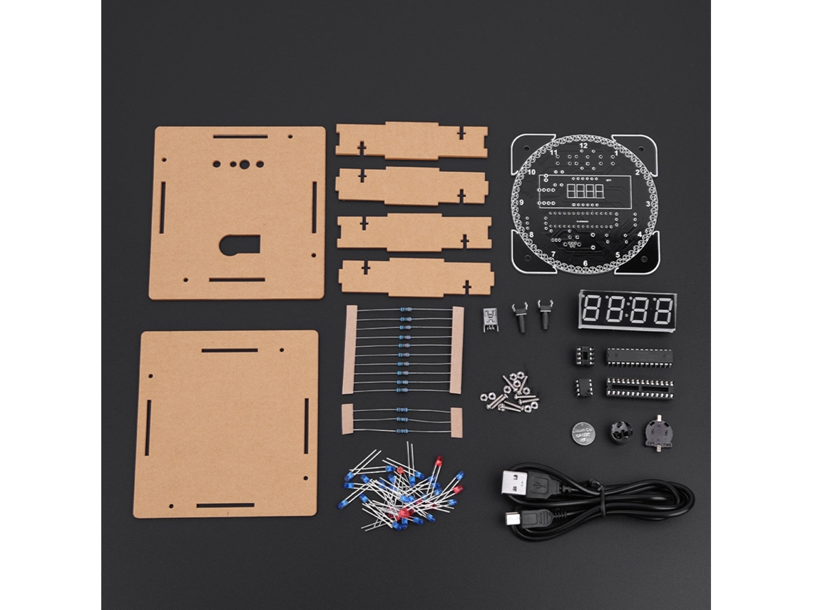Kit De Reloj Electrónico Con Pantalla De Temperatura Led Rotativa Controlada Por Luz