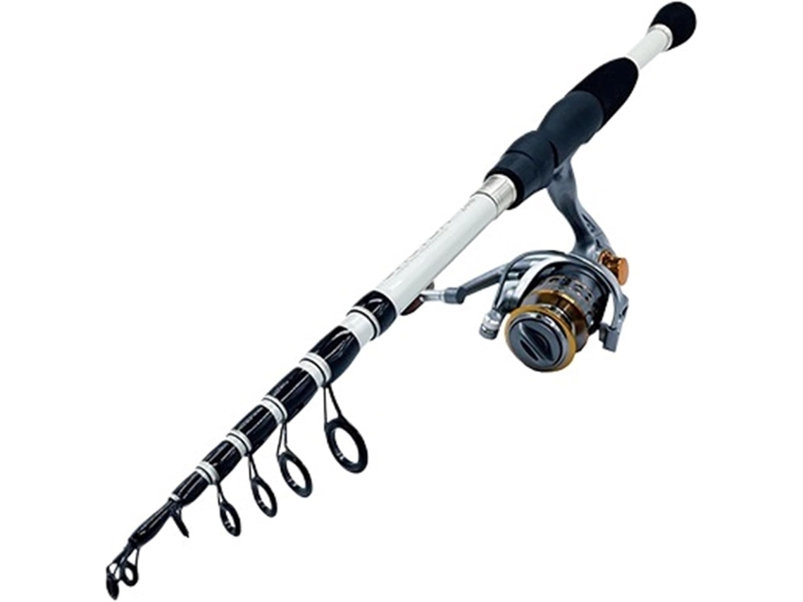 Combo De Caña Pescar Telescópica 1,8 A 2,4 M Y Carrete Bobina Fija, Aparejos Pesca, Con Relación Velocidad ...