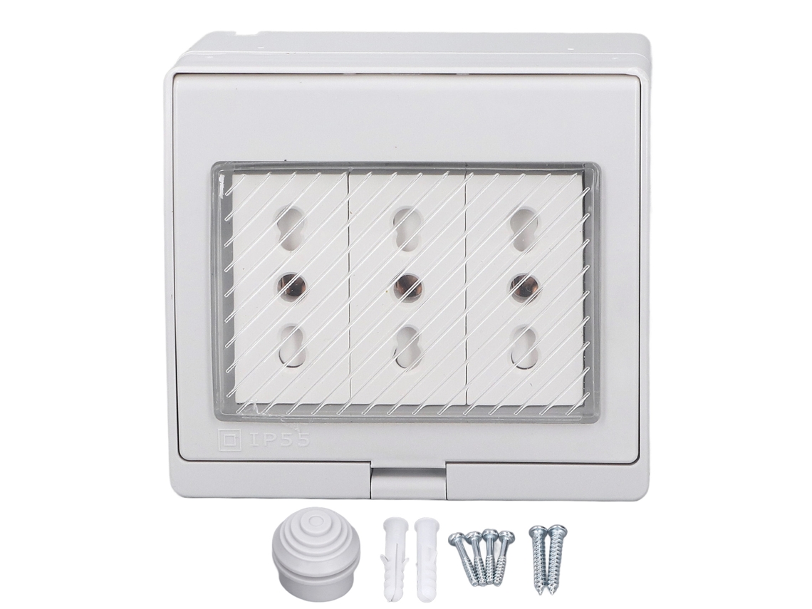 Enchufe De Pared Impermeable Ip55 Con 3 Puertos, Ignífugo, 110-250v Para Uso En Exteriores.