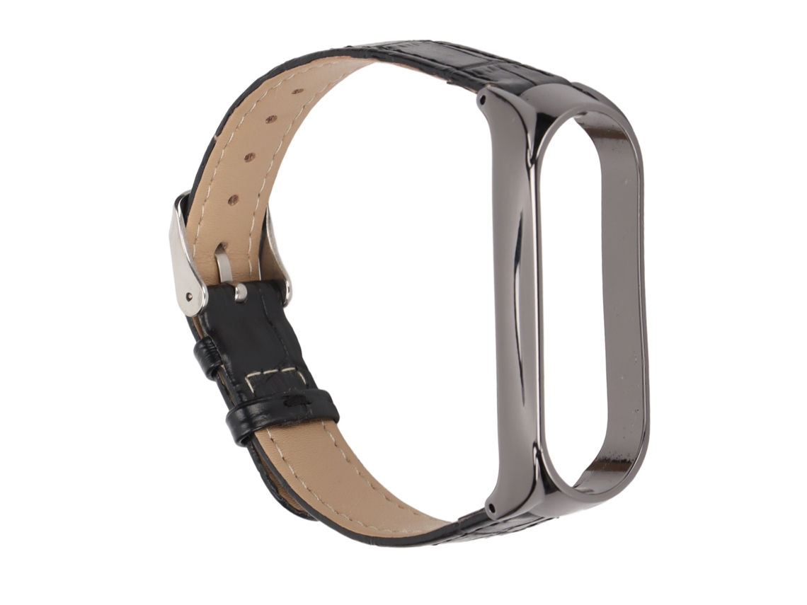 Pulseira De Couro Para Xiaomi Mi Band 6 5 Nfc Com Design Em Bambu E Fixação Rápida
