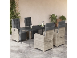 Juego de comedor de jardín de 5 piezas DKD Home Decor con cojines gris claro