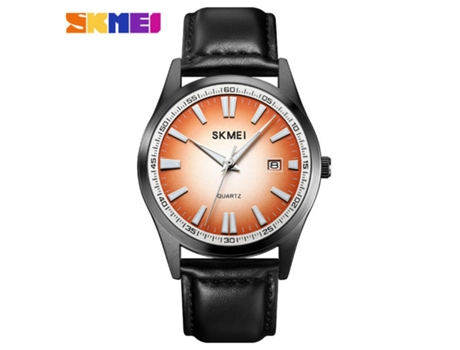 Reloj de Pulsera de Cuero con Relojes de Cuarzo Analógicos Resistentes al Agua para Hombres-Naranja LUUCOZK