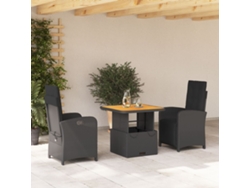 Juego de comedor de jardín de 2 piezas con cojines de ratán negro Wsd580352 Lovely Home