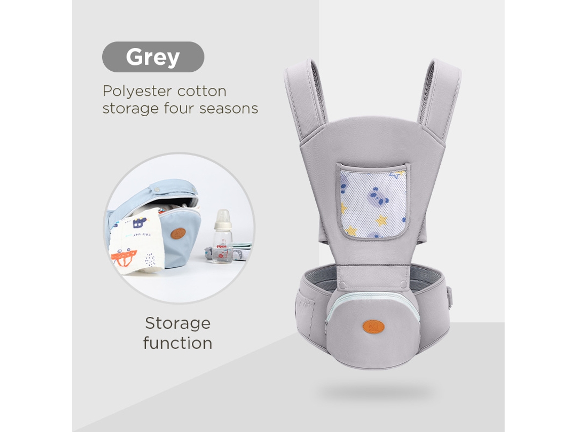 Portabebés tipo bandolera horizontal multifuncional con soporte de almacenamiento, color gris HEXINYIGJLY (7-45 lbs)