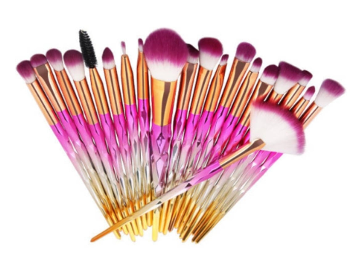 Juego de 20 brochas de maquillaje profesionales Gusshious Yellow Porous Rubor Sombra de ojos Brochas