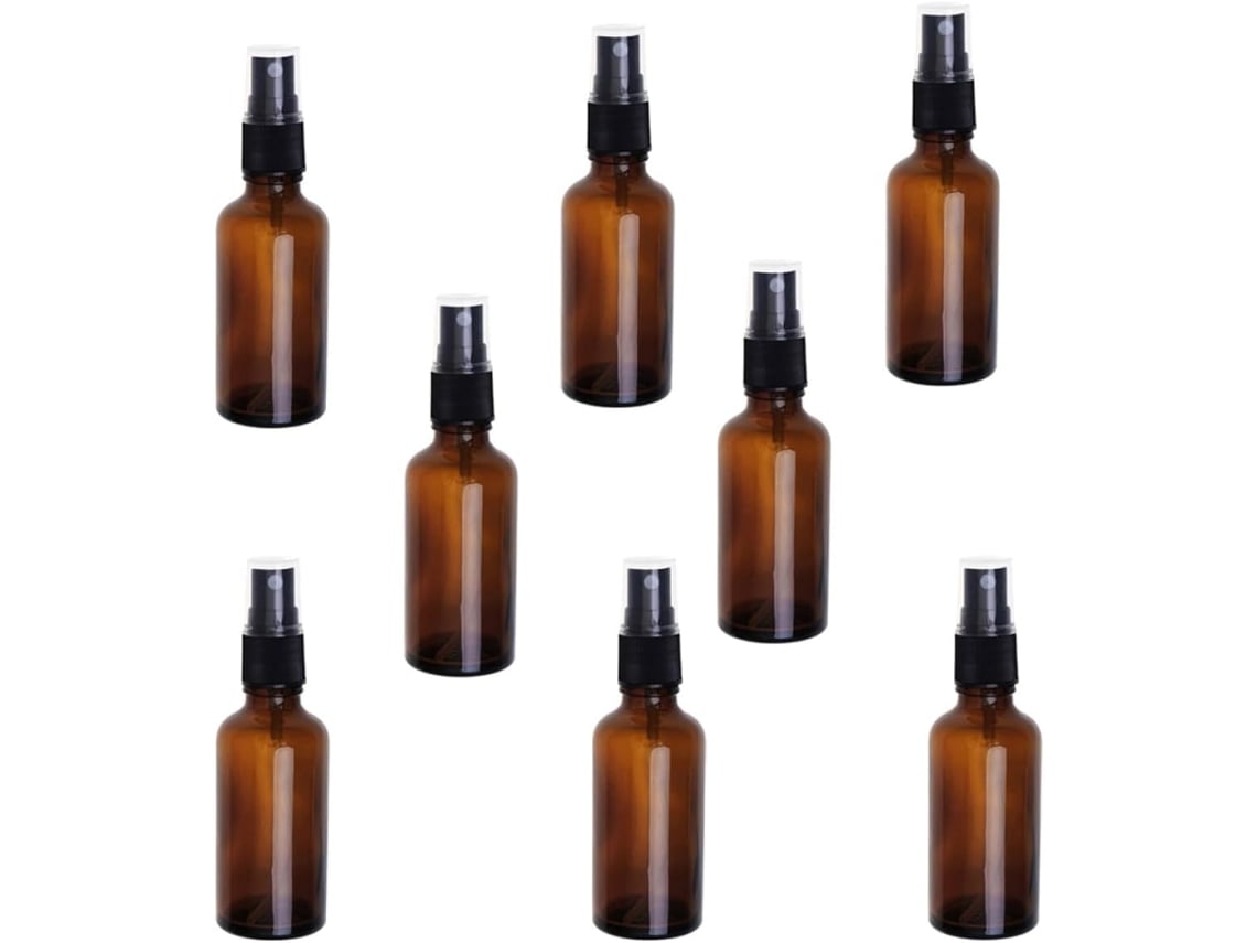 Ciieeo 8 Unidades De Frascos De Vidro Marrom De 50ml Com Spray Fino E Recarregável