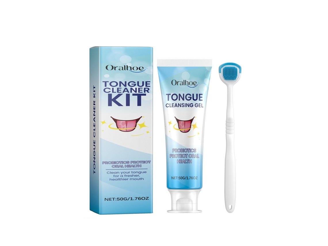 Kit de limpieza de la lengua Oralhoe para una limpieza suave de restos de comida y cuidado bucal.