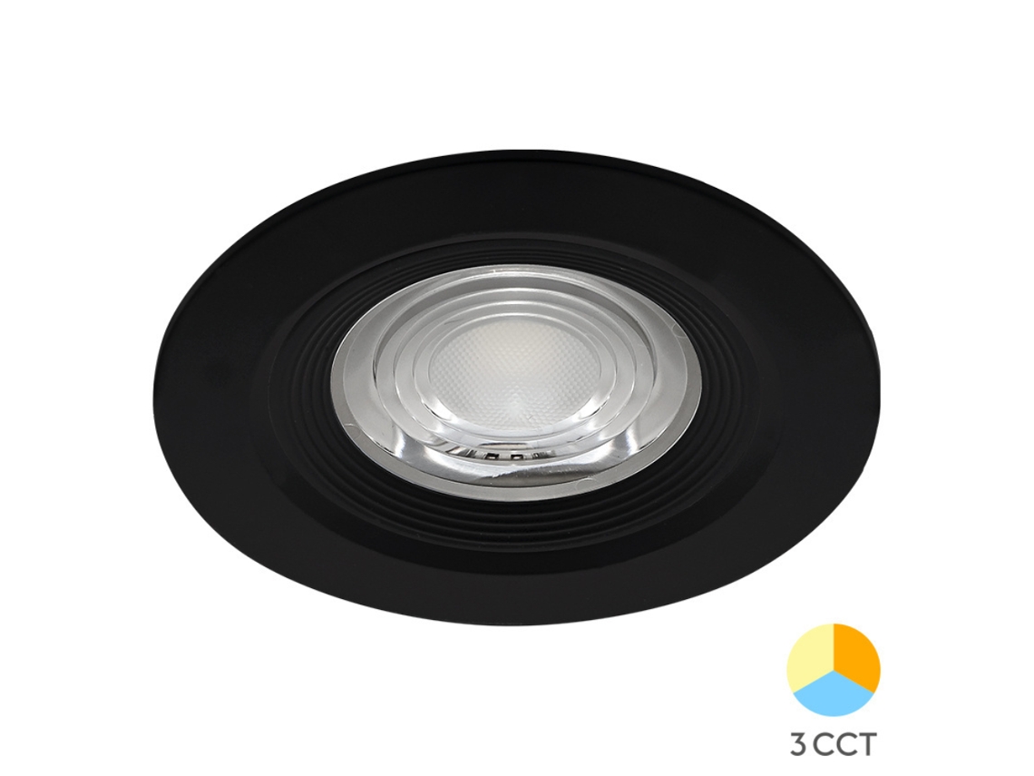 Foco LED empotrable impermeable 3 en 1 redondo negro 7W IP54
