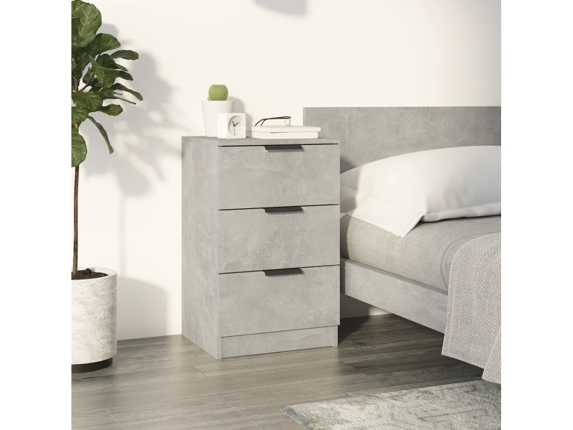 Mesa de Cabeceira LOVELY HOME Mesinha 40X36X65 Cm Cinzento Cimento