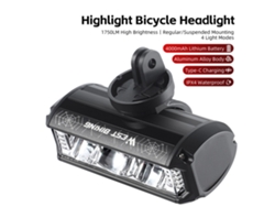 Luz Para Bicicleta De Aluminio De Alto Brillo, 1750 Lúmenes, Recargable Por Usb Con Múltiples Modos, Ipx4