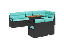 Maison Exclusive - Conjunto De Comedor De Jardín 9 Pcs Negro Y Verde Azulado
