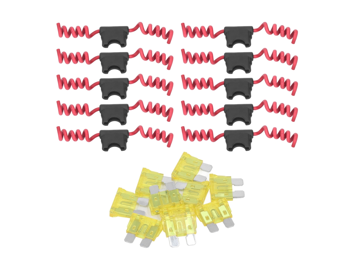 10 Conjuntos Fusible Y Portafusibles Automotriz Inline De Cobre Sin Oxígeno 14awg 20a Para Coche