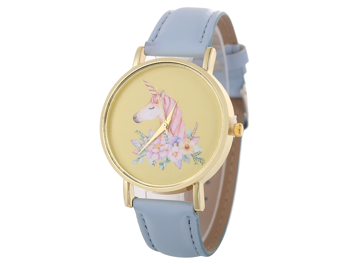 Reloj De Pulsera De Aleación Con Dial Redondo Cuarzo Para Parejas Azul Claro