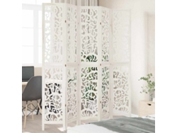 Biombo | Separador de ambientes | Protector de privacidad con 5 paneles de madera maciza de paulownia blanca.