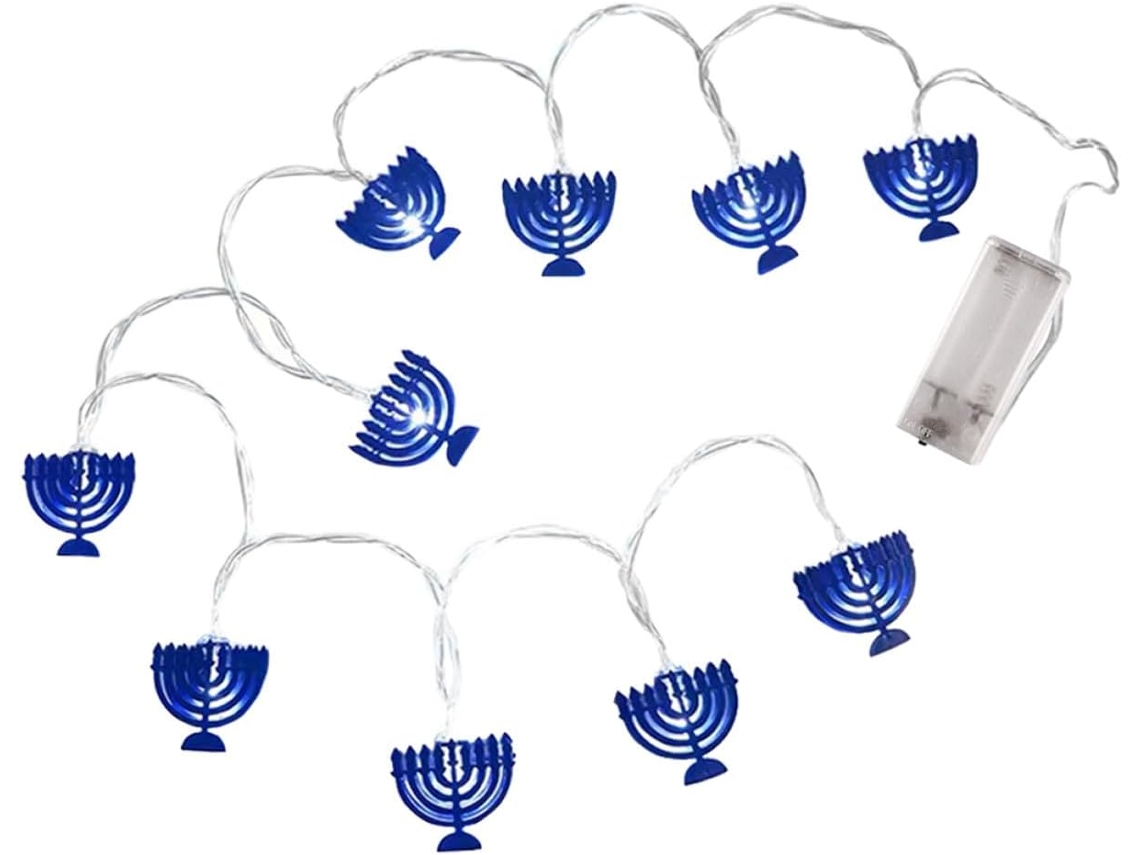 Guirnalda de luces LED con 10 LED, 1,65 m, color azul, funciona con pilas (no requiere pilas).
