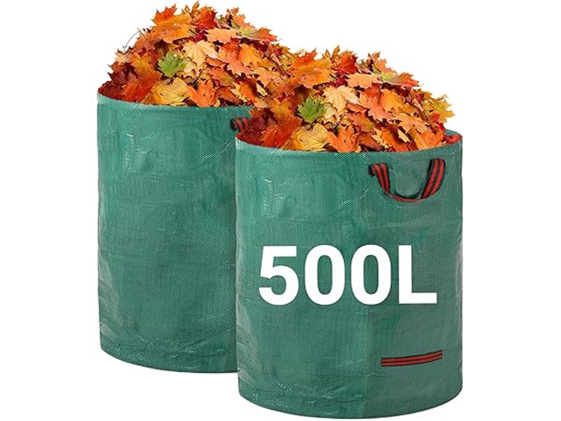 Bolsas Para Residuos De Jardín, 2 Unidades De 500 Litros, Resistentes, Con 4 Asas, Duraderas E Impermeables, Plegables, Multifunción, Viaj