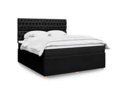 Cama Box Spring Con Colchón Tela Negro 180x200 Cm