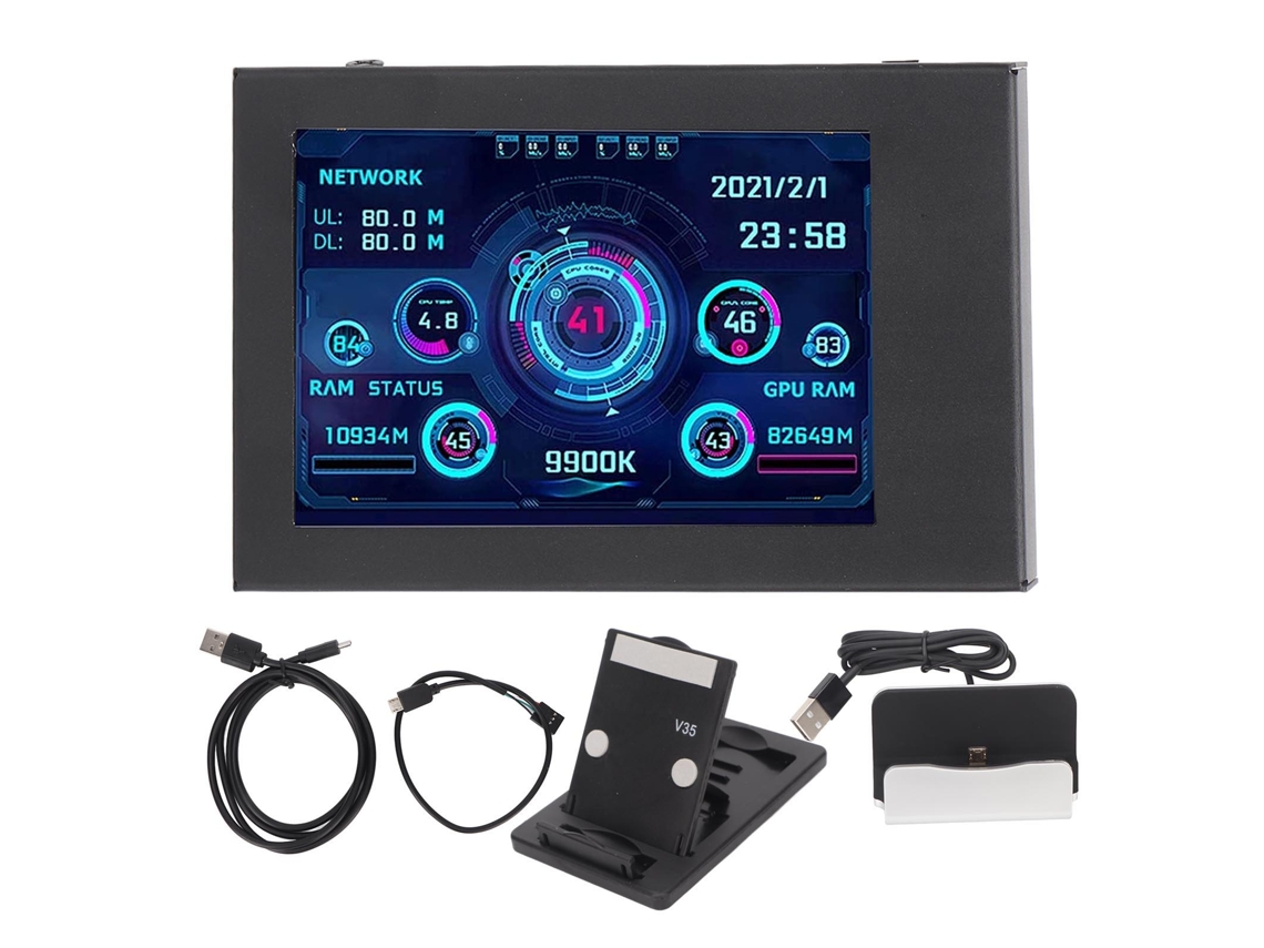 Monitor De Temperatura De Computador Ips 3,5 Polegadas Para Cpu Gpu Ram Dados Com Usb E Layout Personalizável
