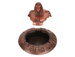 Cenicero De Metal Con Tapa, Forma De Faraón Egipcio, Acabado Bronce, Objeto Decorativo, Portátil.