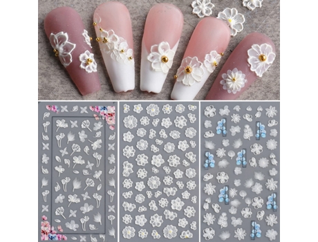 Juego de 3 pegatinas para uñas con diseños tallados (ver nota)