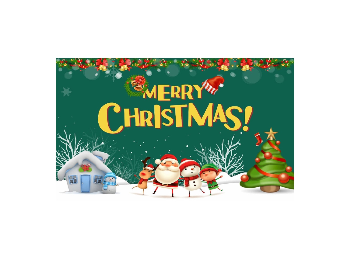 Panel decorativo navideño, fondo rojo con Papá Noel y árbol de Navidad. TRUYUETY
