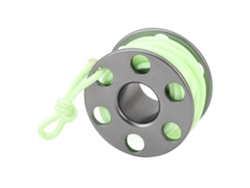 Mini Colgante De Carrete De Aleación De Aluminio Con Cordón Verde Luminoso Para Buceo Y Souvenirs - Gris