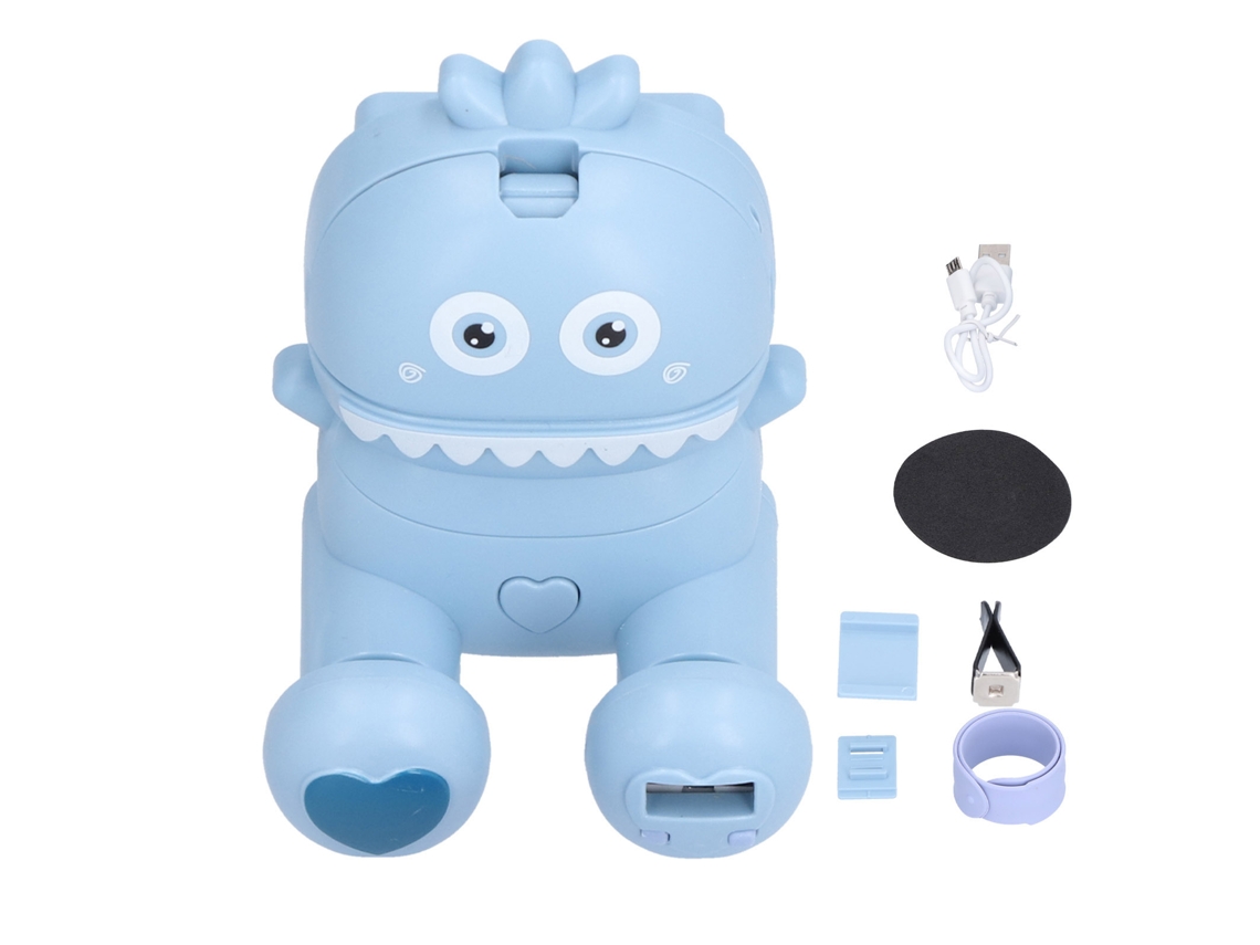Rebe-ventilador Mini Reloj Eléctrico Plegable Con Soporte De Teléfono Forma Cartoony Azul 3.7v