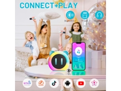VeGue Mini máquina de karaoke con 2 micrófonos inalámbricos, altavoz