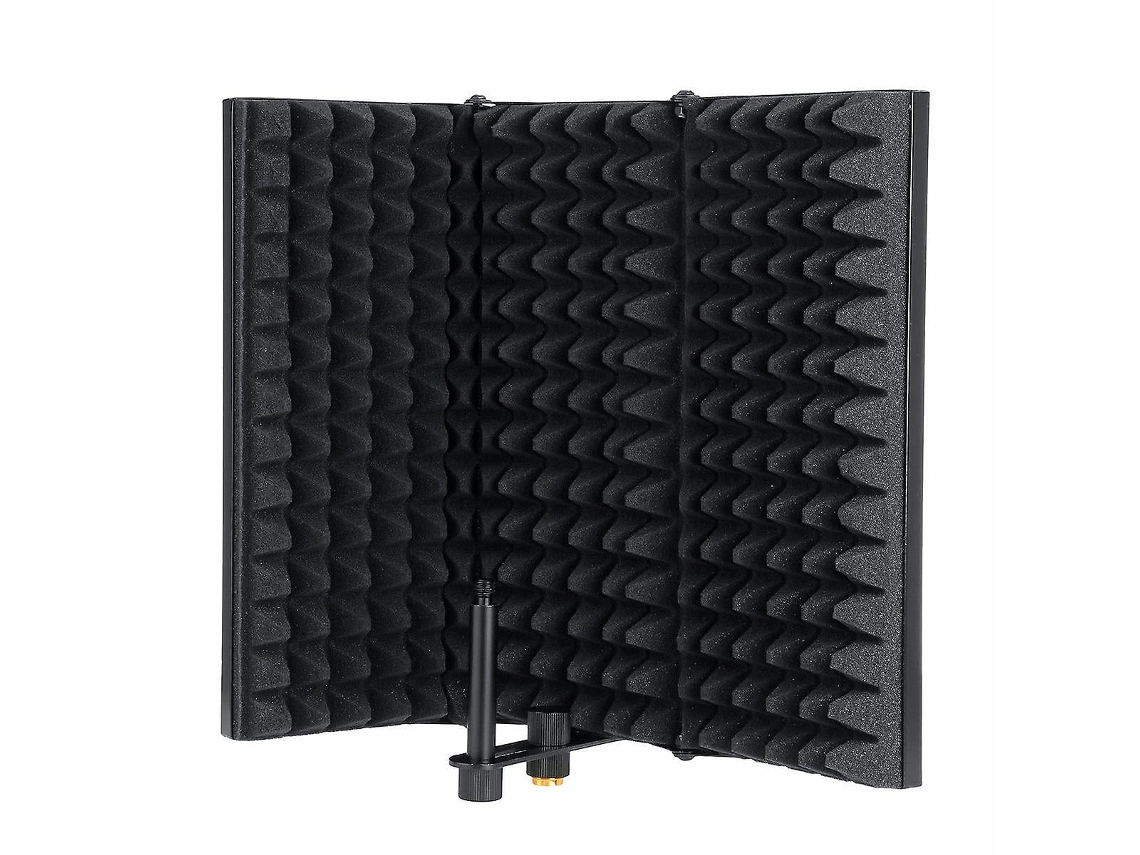 Protector de aislamiento de micrófono plegable y ajustable con 3 placas para grabación en estudio de Chaberlu