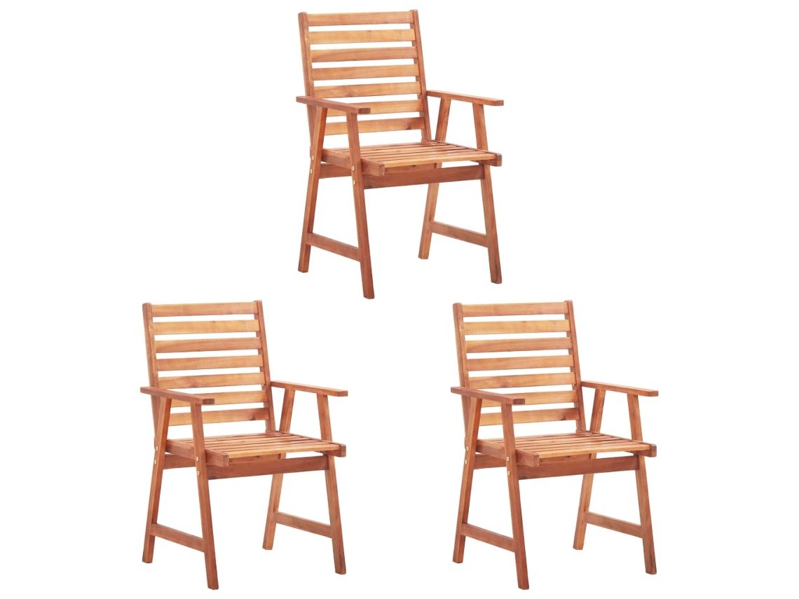 Maison Exclusive - Sillas Comedor De Jardín 3 Uds Madera Maciza Acacia Y Cojines