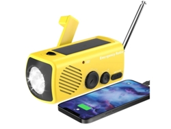 Radio solar con manivela YIZHOOD de 3000 mAh con linterna de emergencia amarilla multifuncional