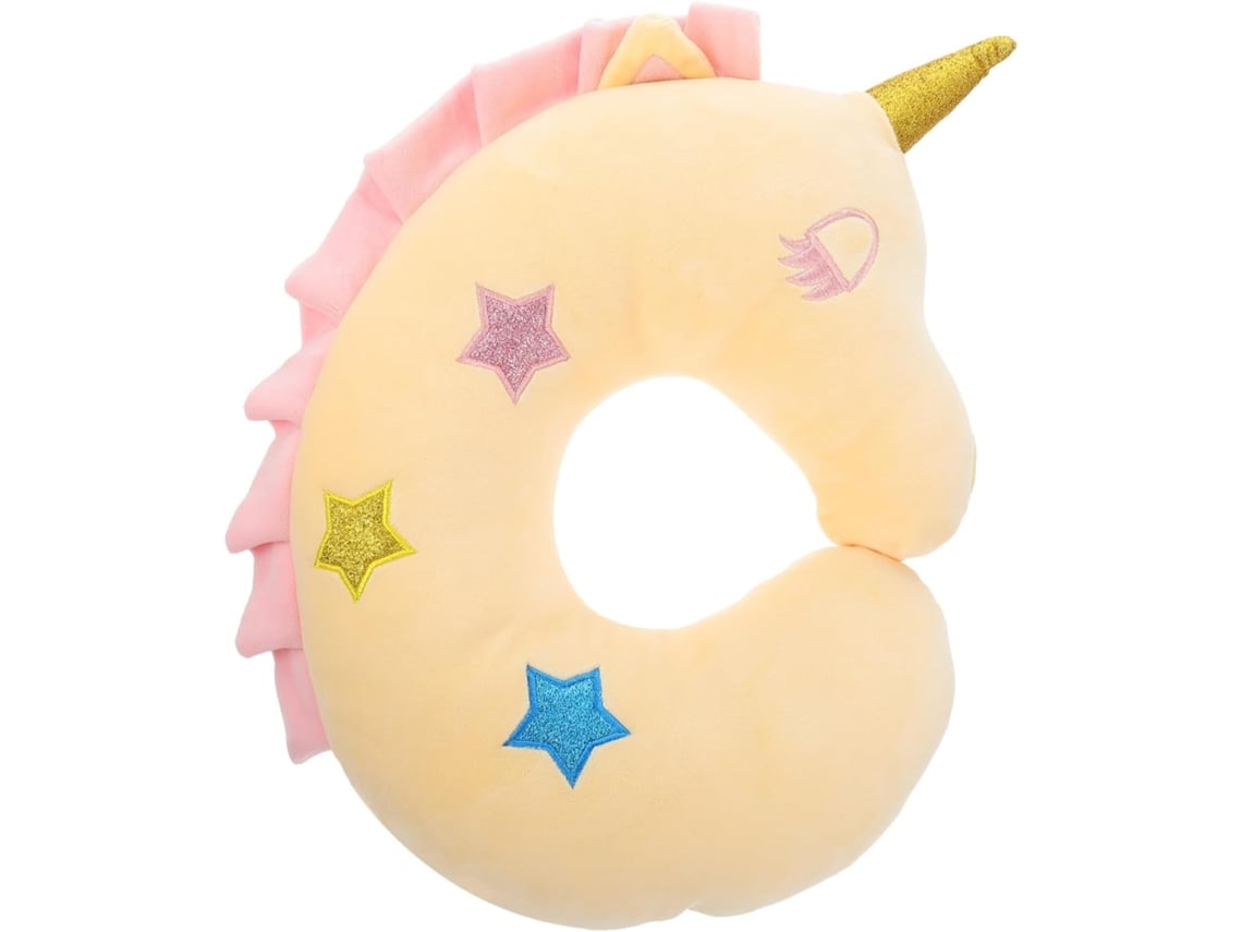Adorable almohada de viaje con diseño de unicornio, cómoda almohada ergonómica para uso en la oficina.