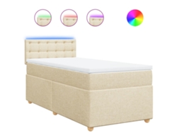 Maison Exclusive - Cama Box Spring Con Colchón Tela Color Crema 100x200 Cm