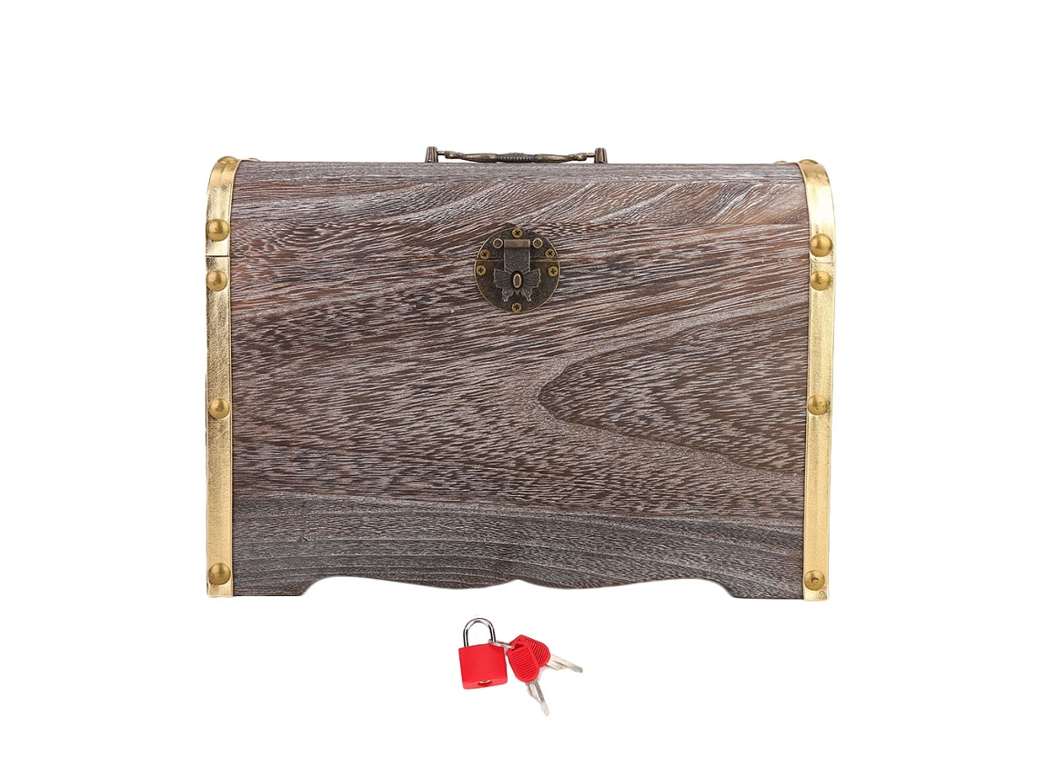 Organizador de joyas clásico de madera con cerradura para guardar joyas