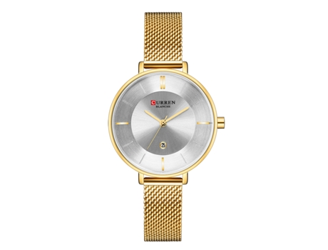 Relojes de Mujer Calendario Cinturón de Malla Reloj de Pulsera para Mujer Reloj Impermeable para Mujer-Concha Dorada Blanca LUUCOZK