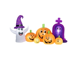 Calabaza Inflable De Halloween Con Forma De Fantasma Y Lápida, Led, Ip44, Inflador, 240x130x130